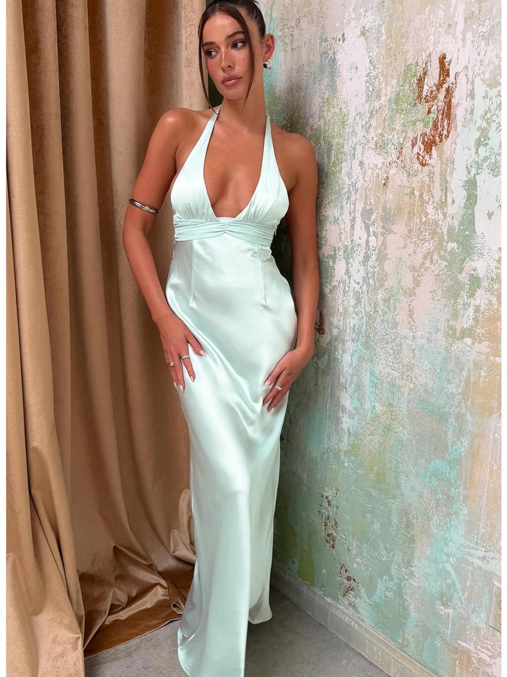 Odyssa Halter Maxi Dress mint green